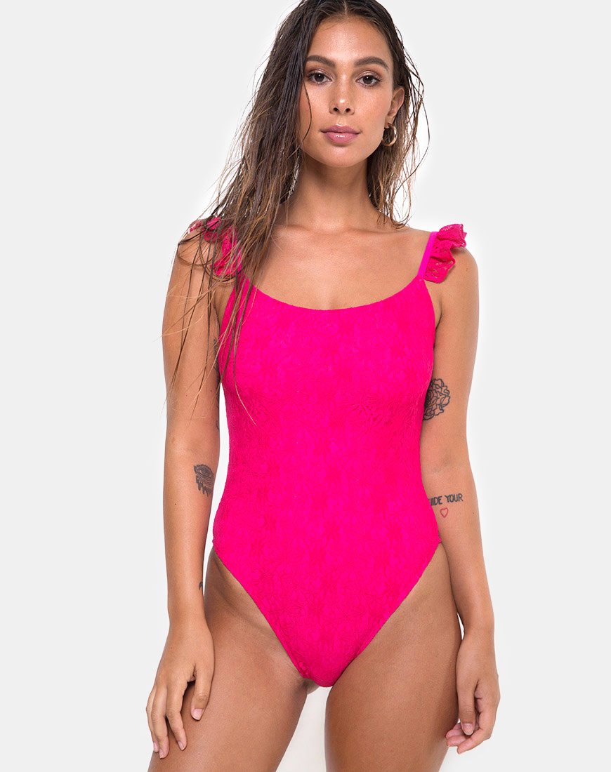 Immagine di Valentina Costume da bagno in pizzo rosa fuschia