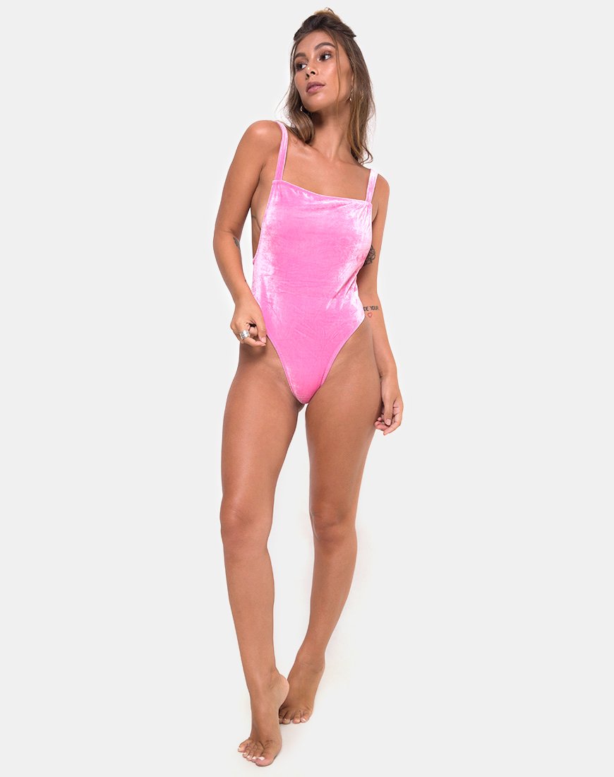 Immagine di Valeo Costume da bagno in velluto rosa confetto
