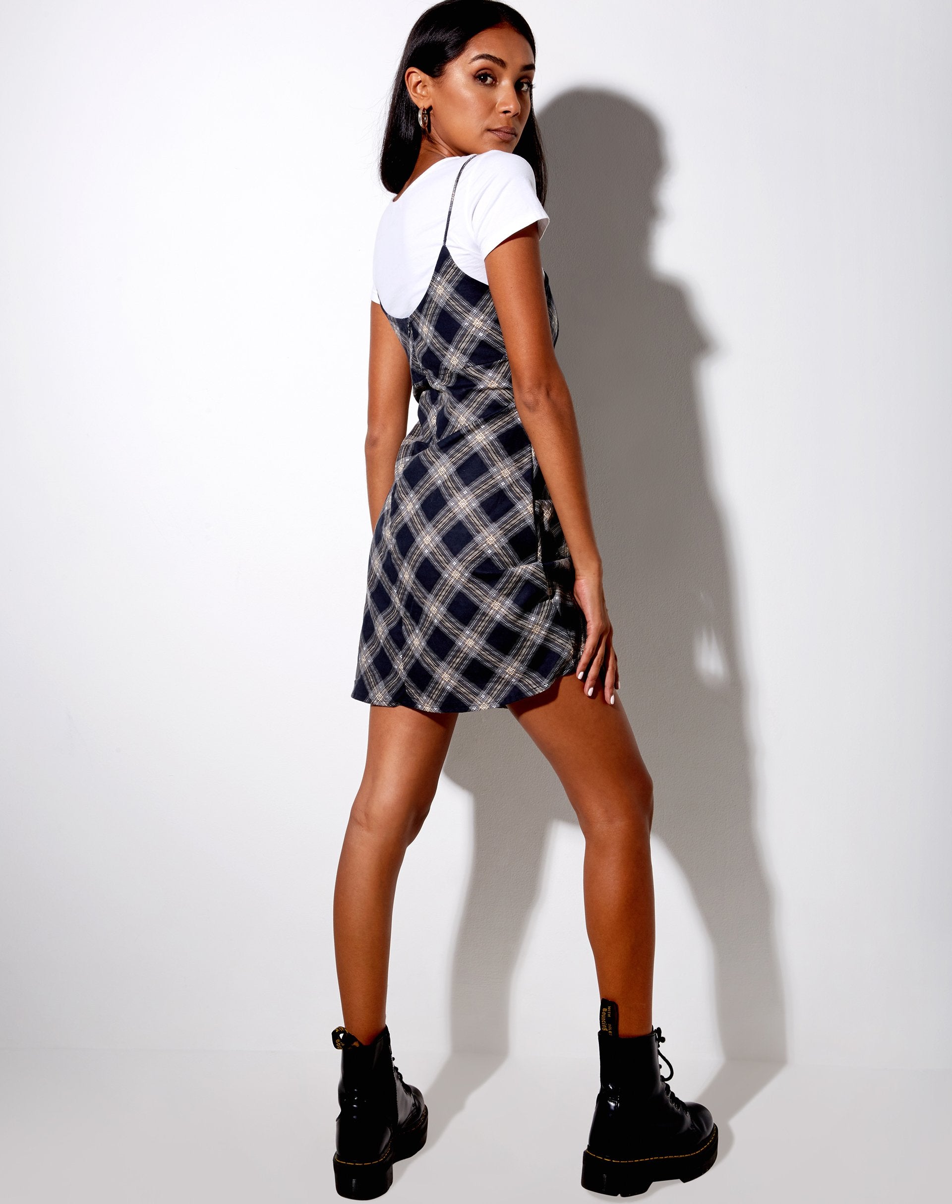 Immagine di Valy Slip Dress a quadri anni '20 nero e grigio