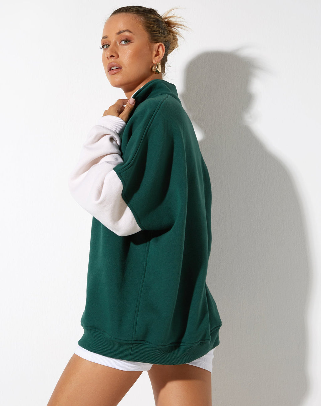 Giacca Varsity oversize in verde bosco Winter White Sport Society