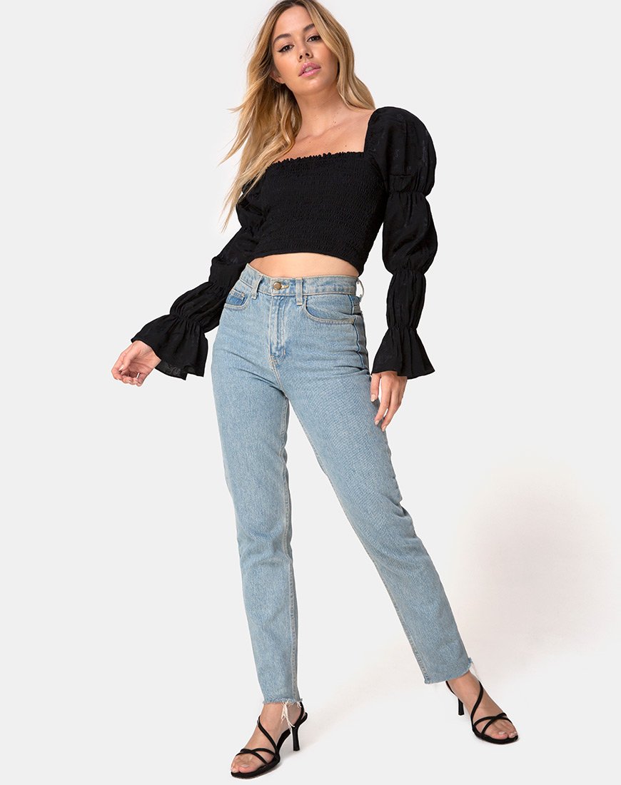 Immagine di Velina Crop Top in Satin Rose Nero