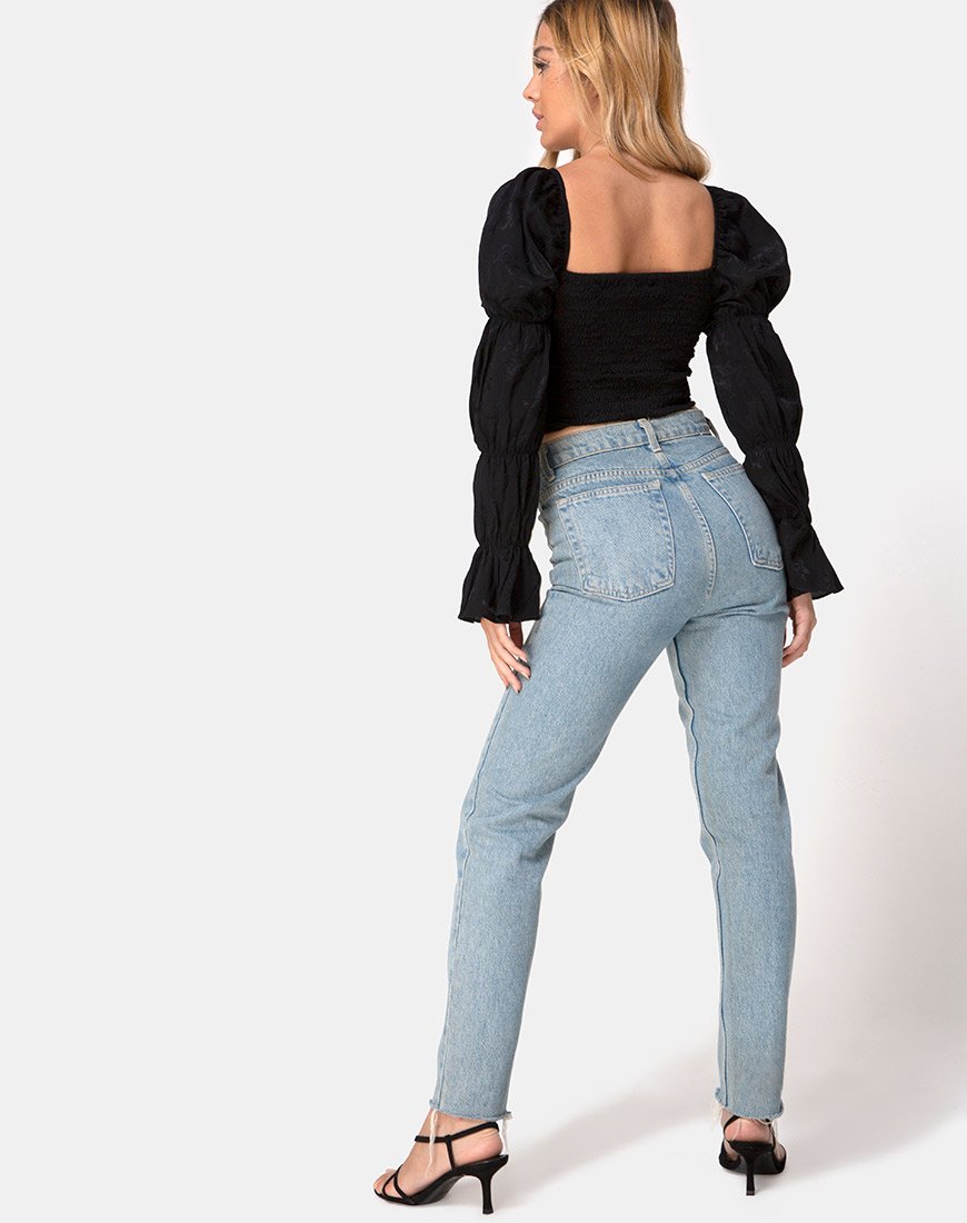 Immagine di Velina Crop Top in Satin Rose Nero