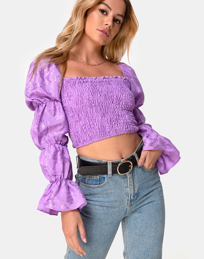 Top Velina in raso rosa lilla