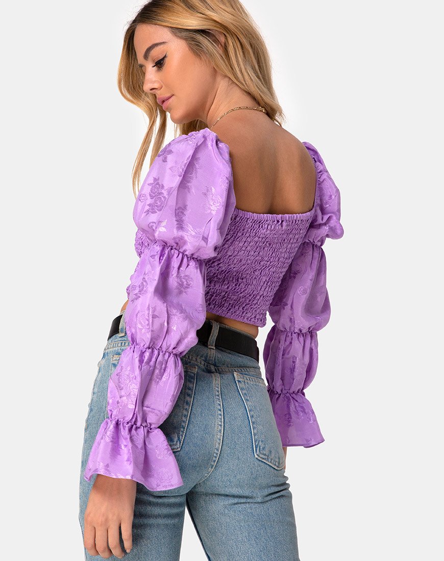 Top Velina in raso rosa lilla