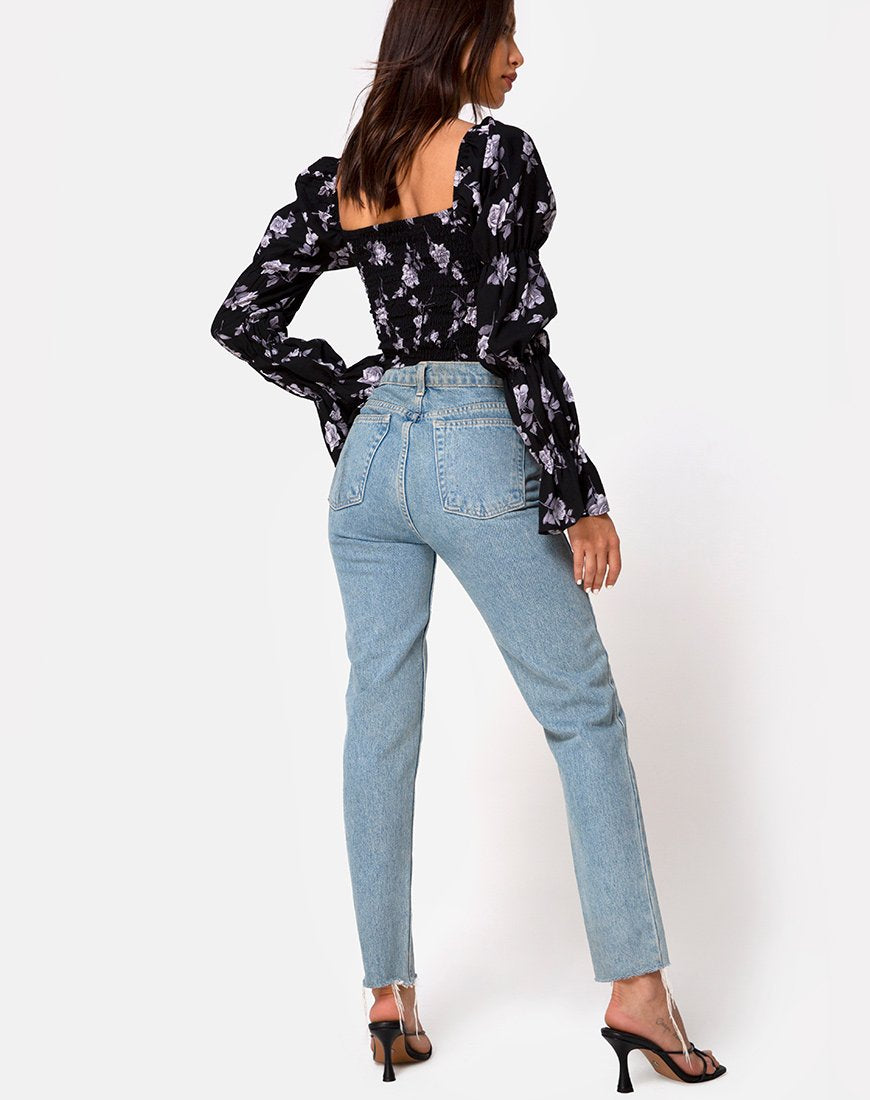 Immagine di Velina Top in Bianco Rosa Nero