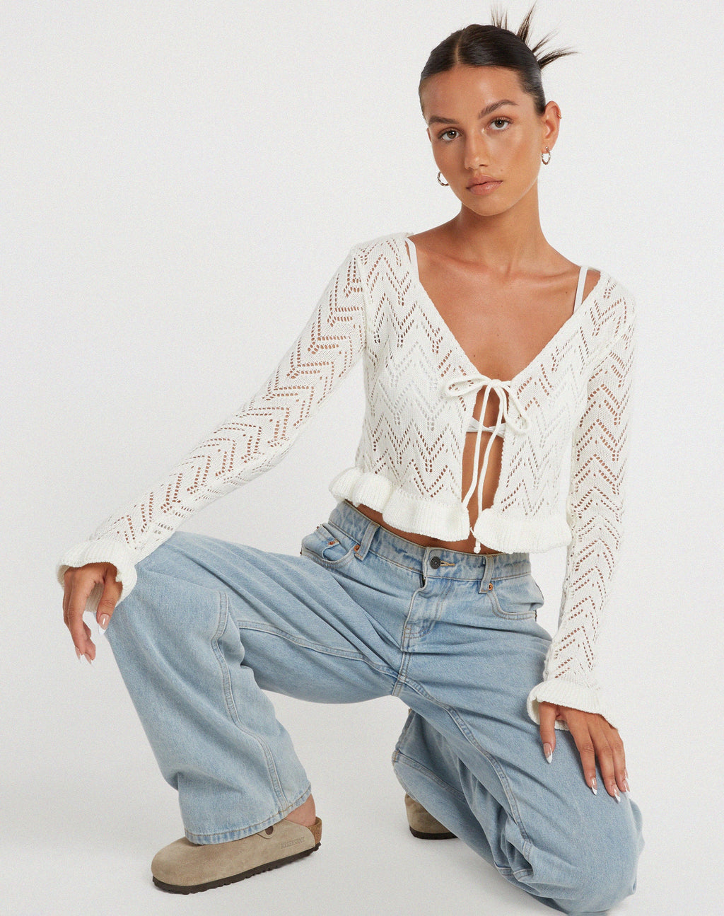 Vella Cardi in maglia avorio