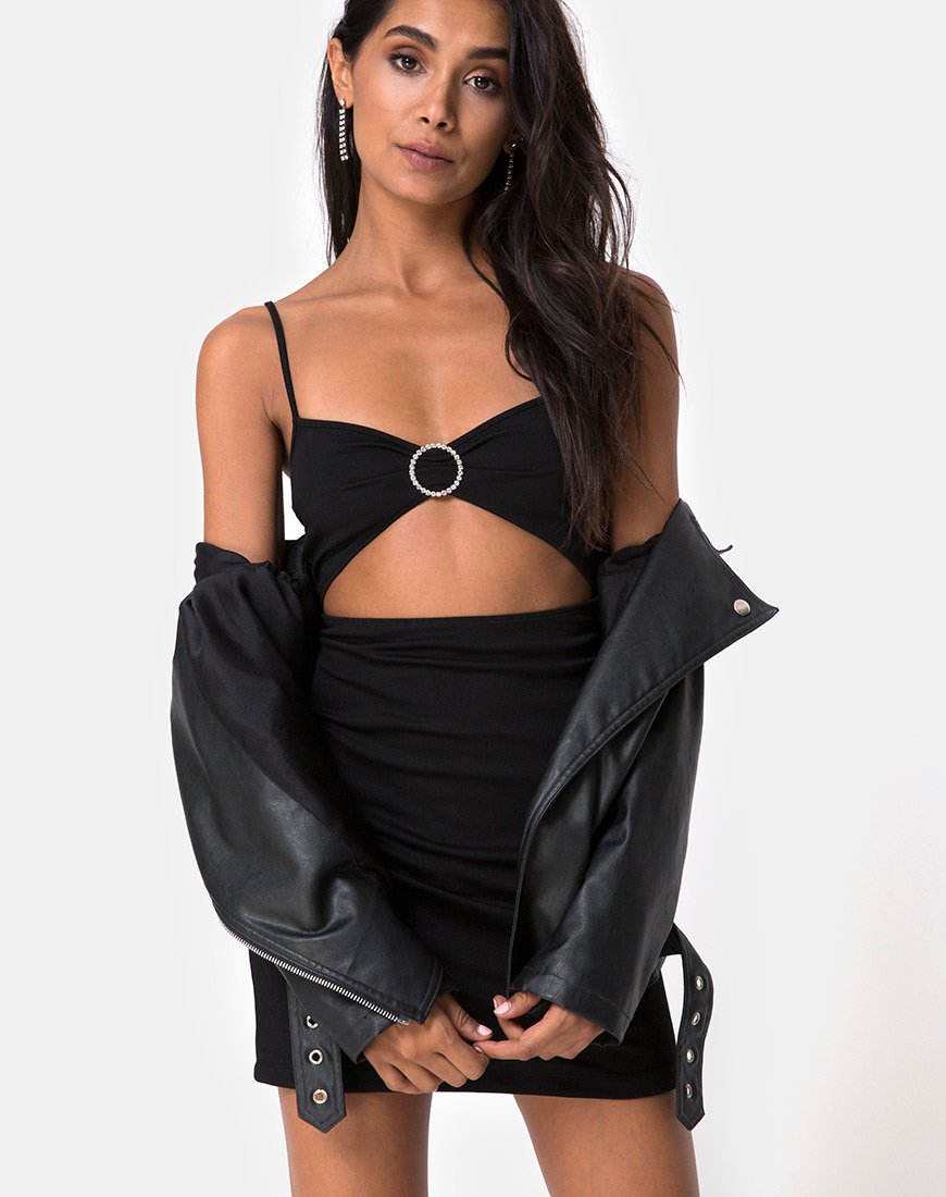 Immagine di Venchy Abito Bodycon con anello di diamanti Nero