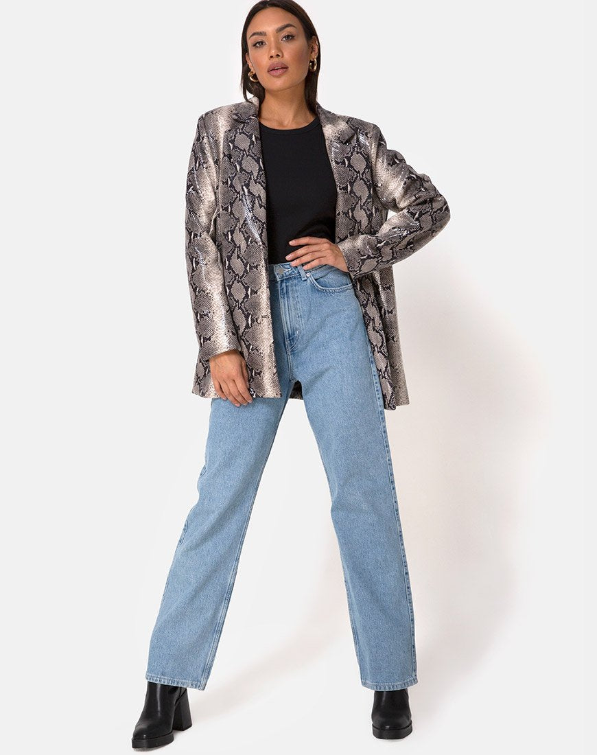 Immagine di Verra Blazer oversize in PU Beige Snake