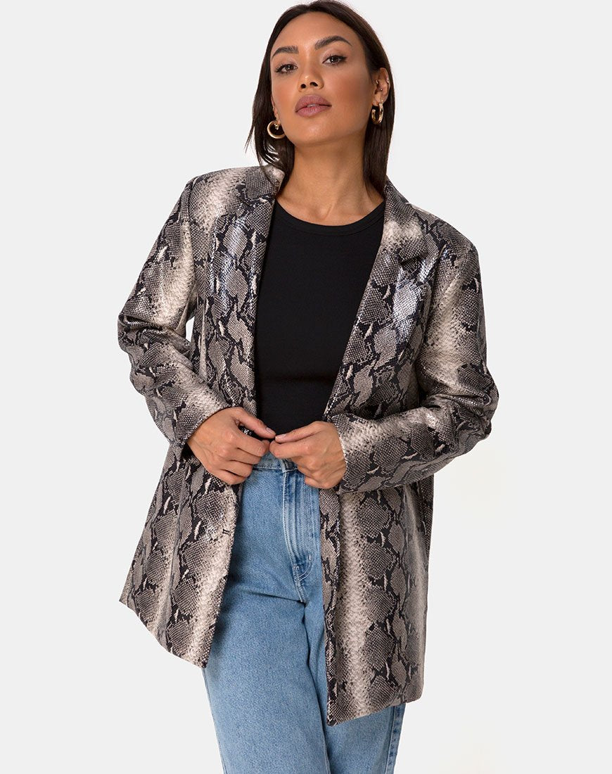 Immagine di Verra Blazer oversize in PU Beige Snake