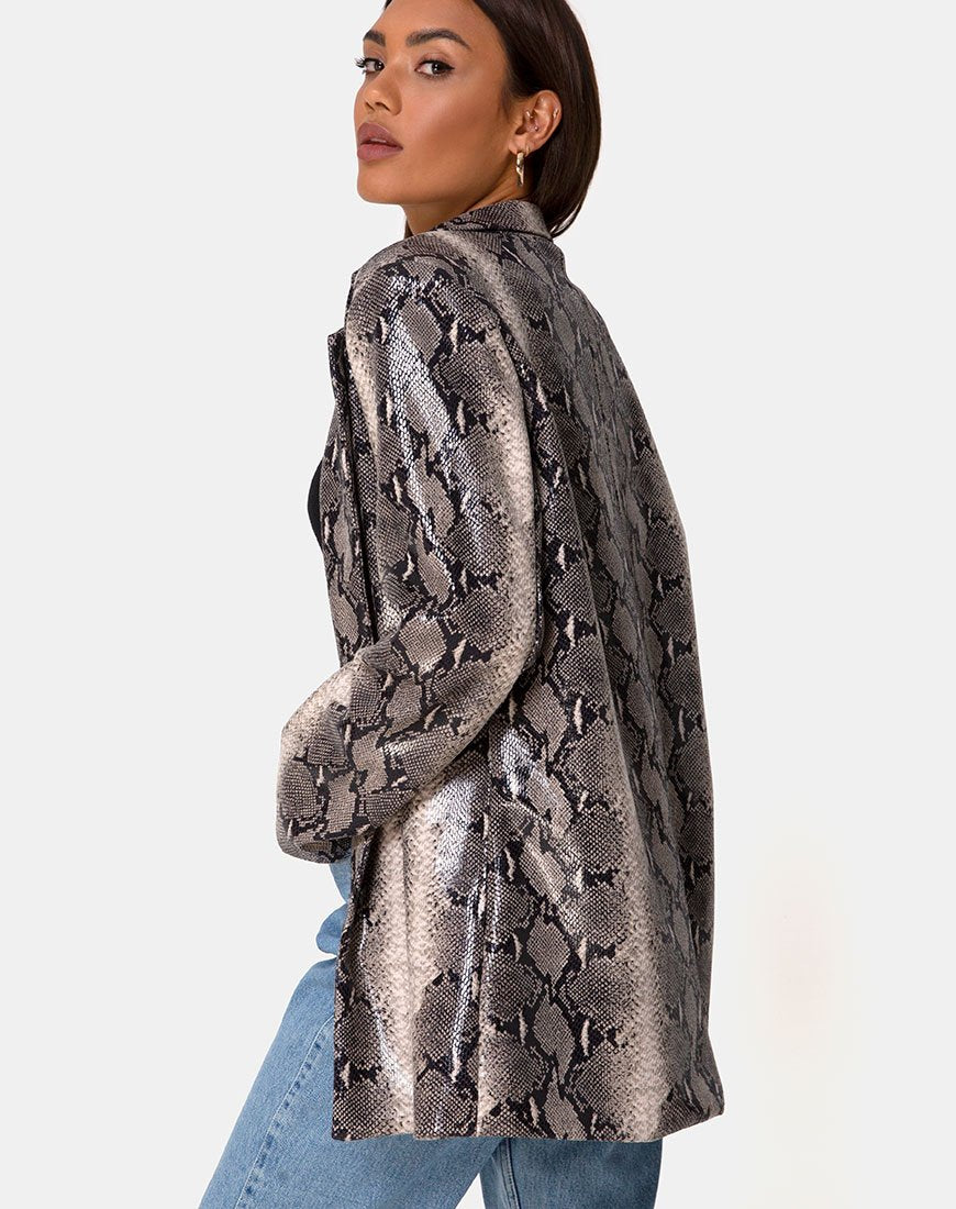 Immagine di Verra Blazer oversize in PU Beige Snake