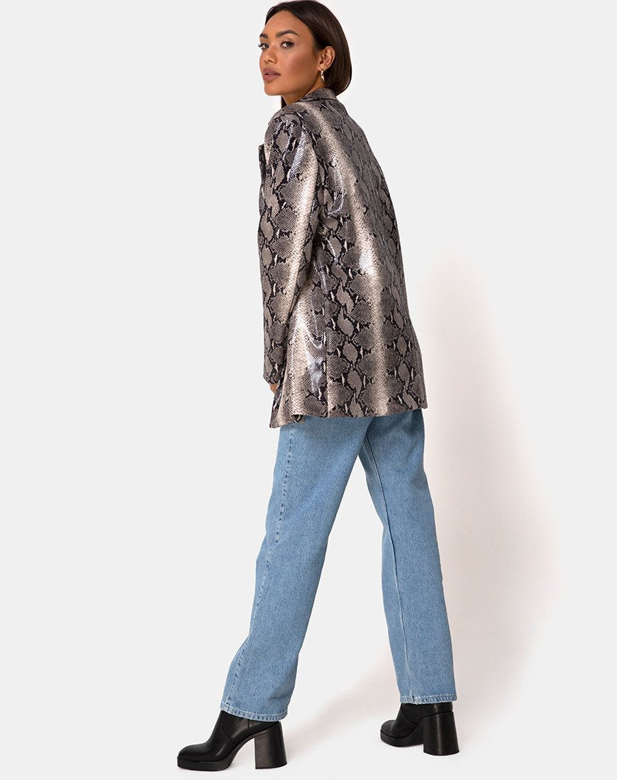 Immagine di Verra Blazer oversize in PU Beige Snake