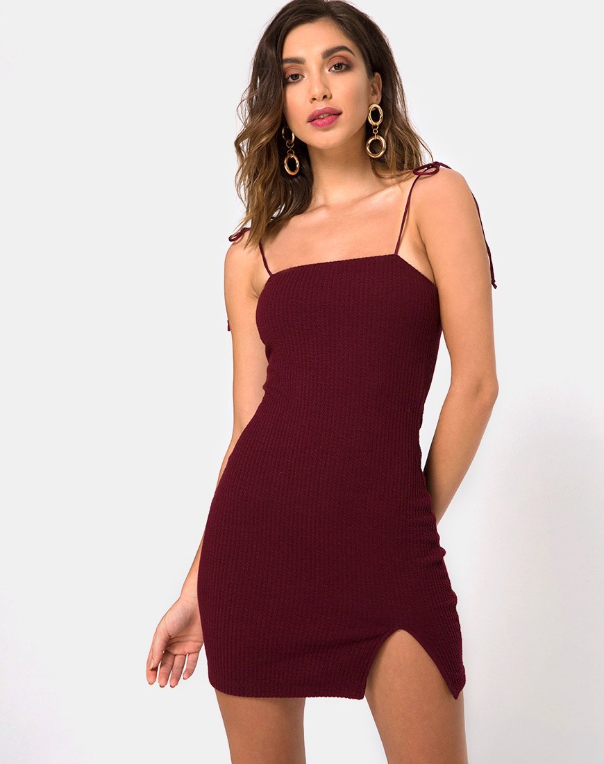 Immagine di Verso Bodycon Dress in Borgogna