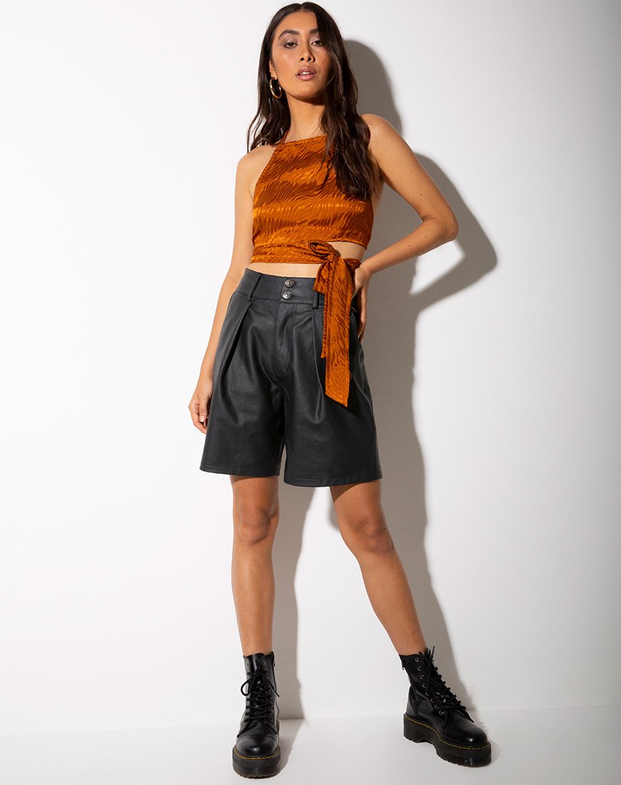Immagine di Vhan Crop Top in raso Zebra Golden Coral