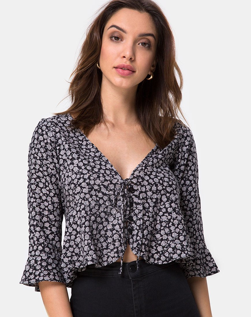 Camicetta Vinequa in Ditsy Rose Nero