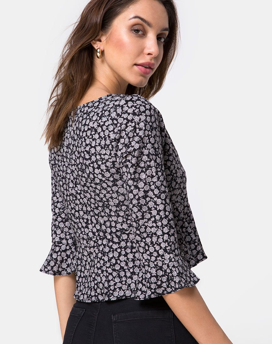 Camicetta Vinequa in Ditsy Rose Nero
