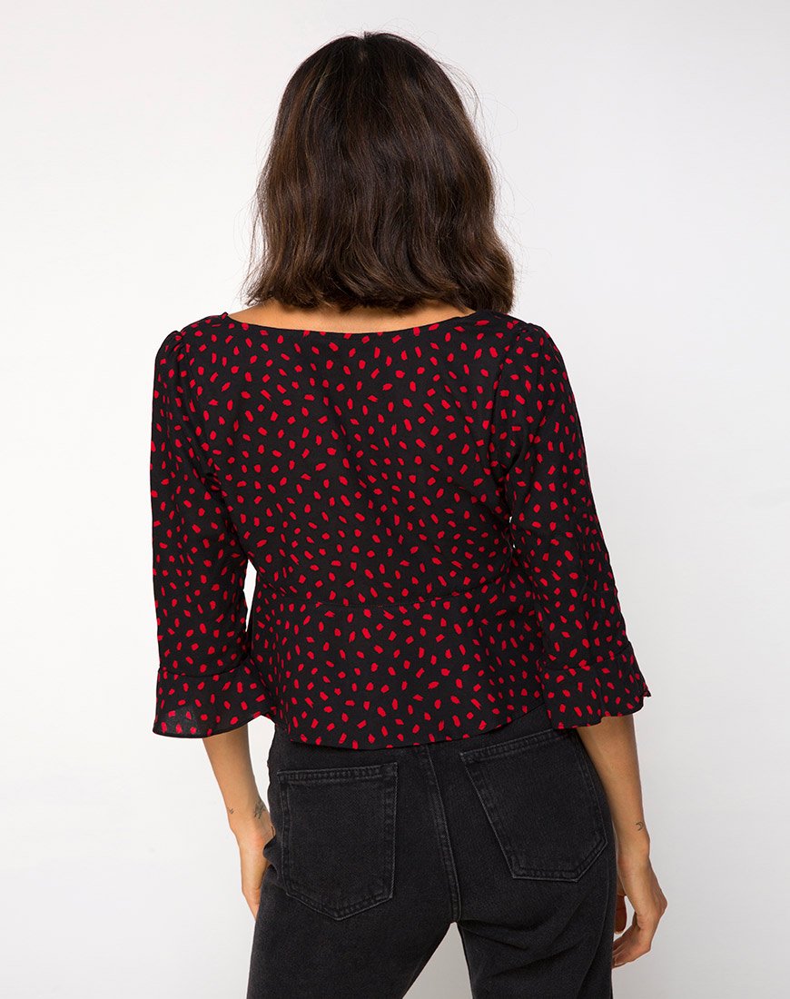 Top Vinequa in Mini Diana Dot Nero e Rosso