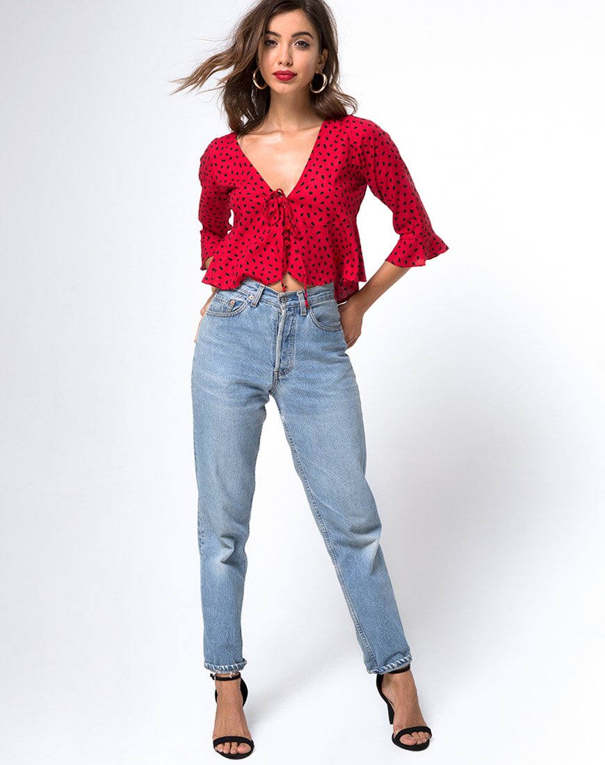 Immagine di Vinequa Top in Mini Diana Dot Rosso e Nero