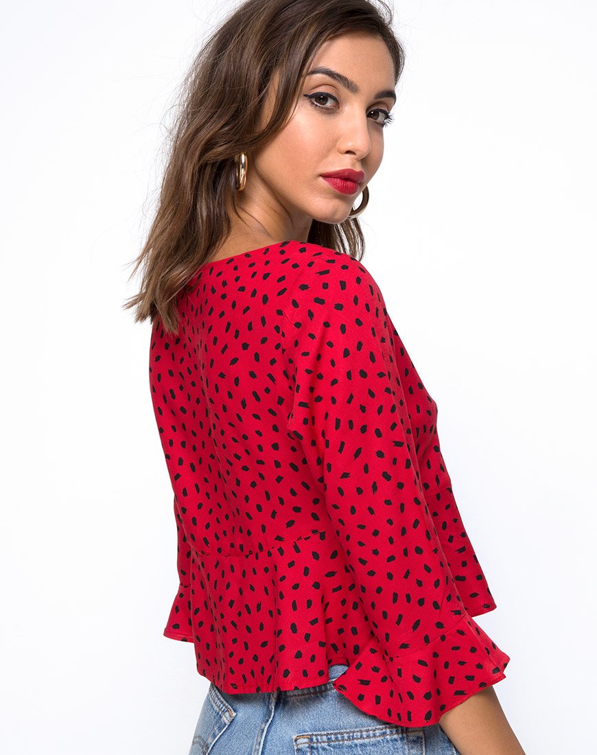 Top Vinequa in Mini Diana Dot Rosso e Nero