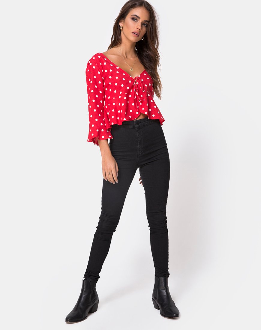 Immagine di Vinequa Top in Medium Polka rosso e bianco