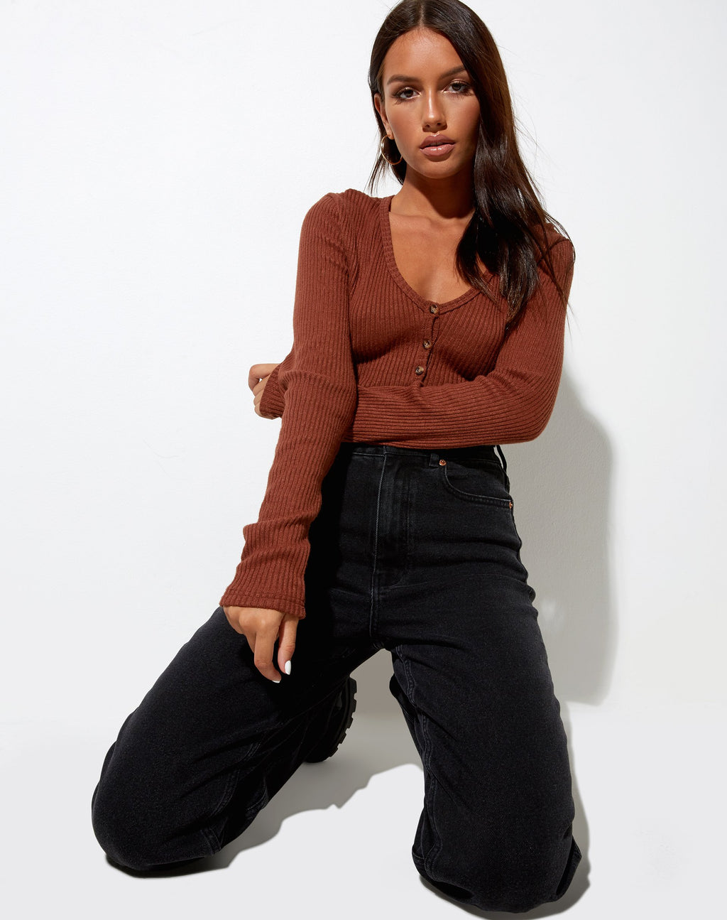 Cardigan Viney in cioccolato a coste