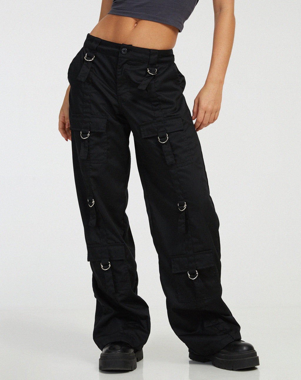 Pantaloni cargo Vinsa in nero