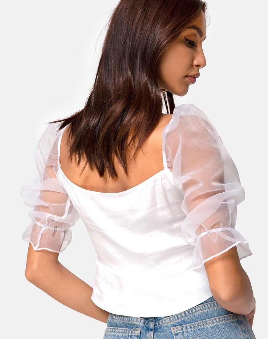 Viquela Crop Top in Organza Crema