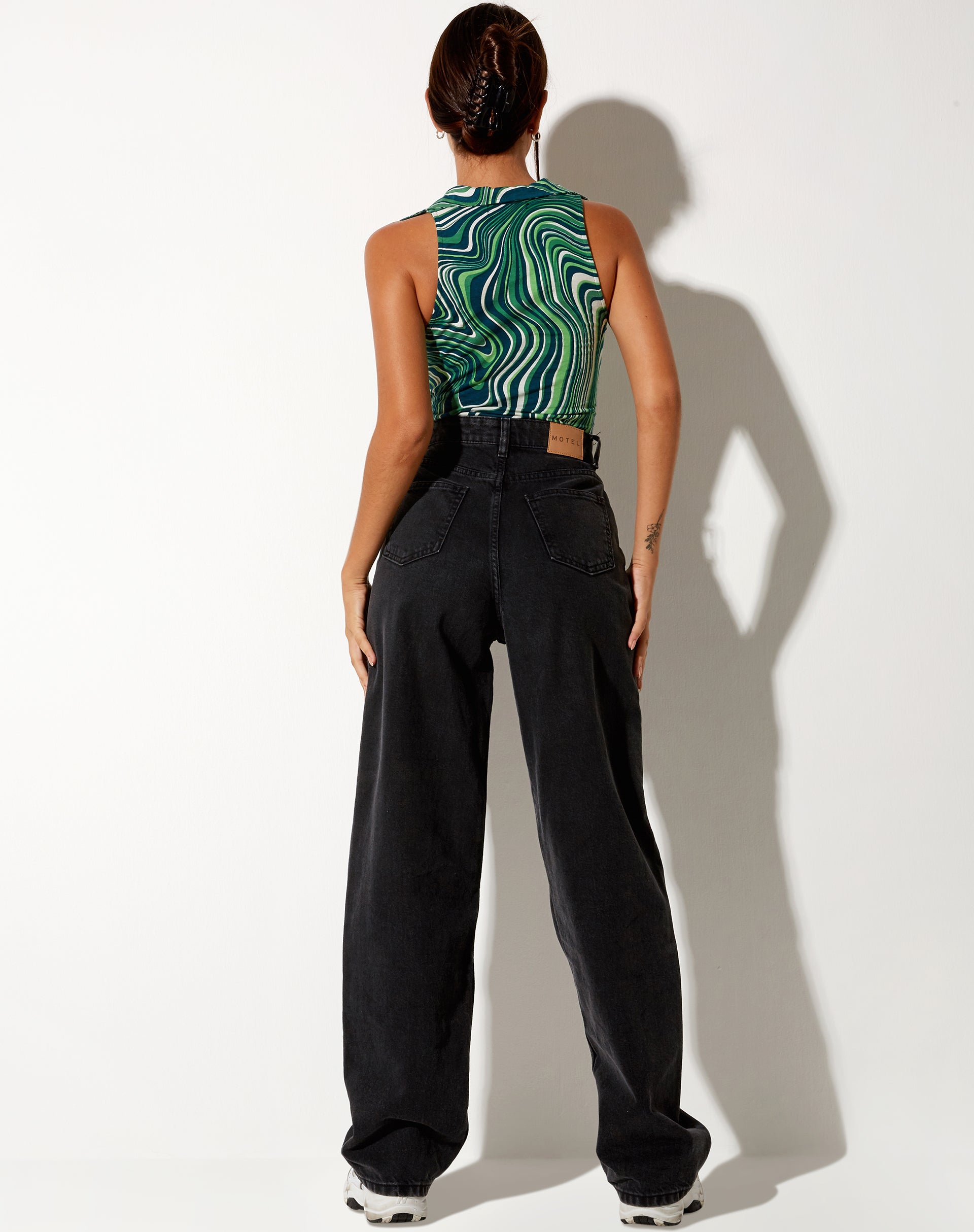 Immagine di Vende Gilet Top in verde ondulato anni '70