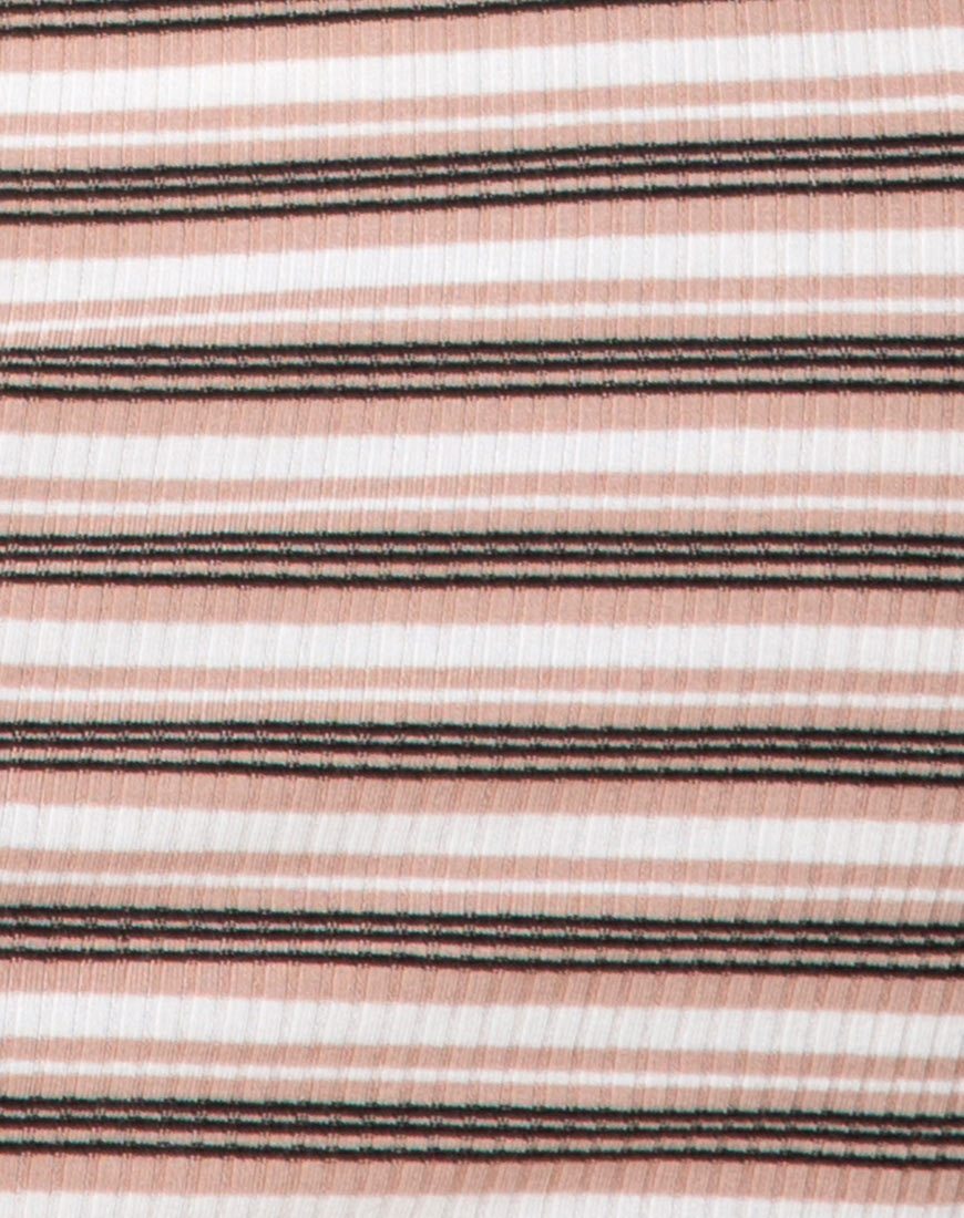 Immagine di Whitley Bodycon Dress in Rib Stripe Cream Nero e Tan