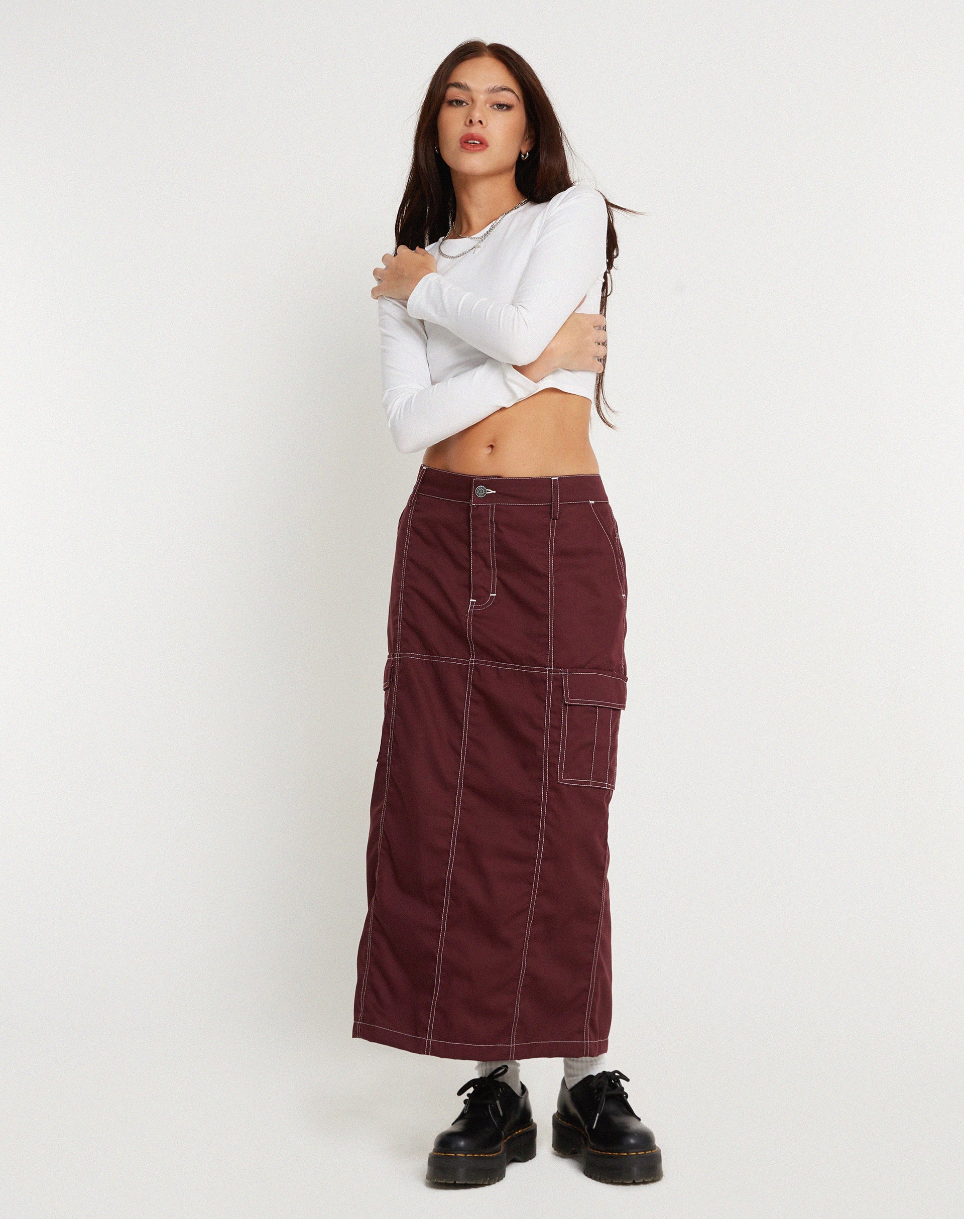 Immagine di Widya Gonna Redwood White Top Stitch