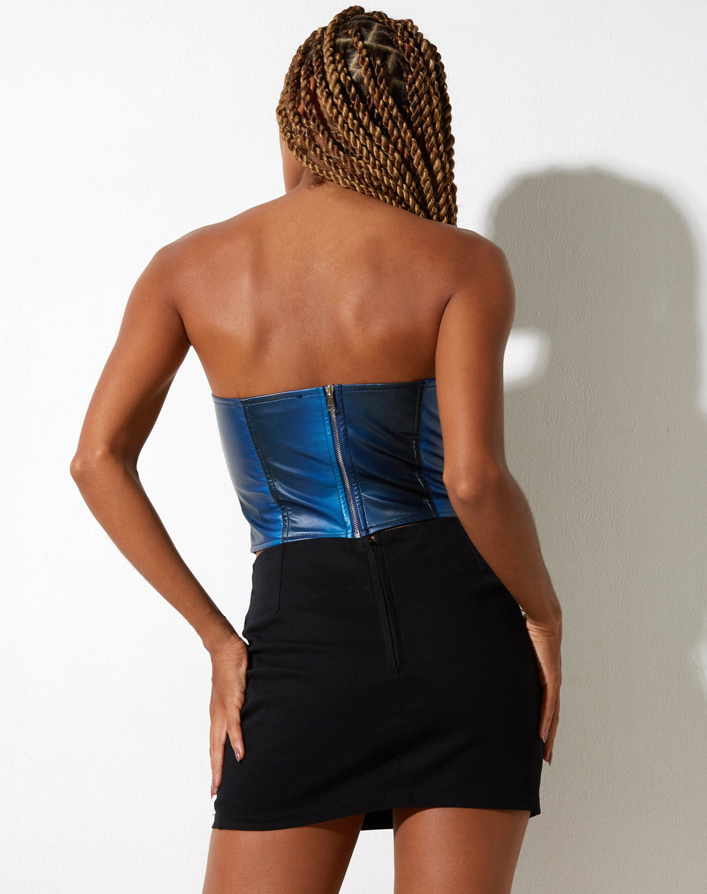 Crop Top Wija in PU Ombre Blue