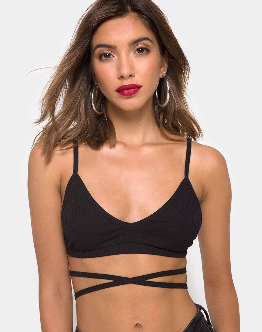 Bralet avvolgente a costine nero