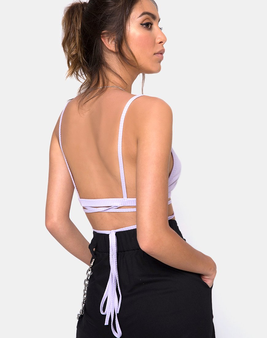 Immagine di Wrap Around Bralet in Rib Lilac