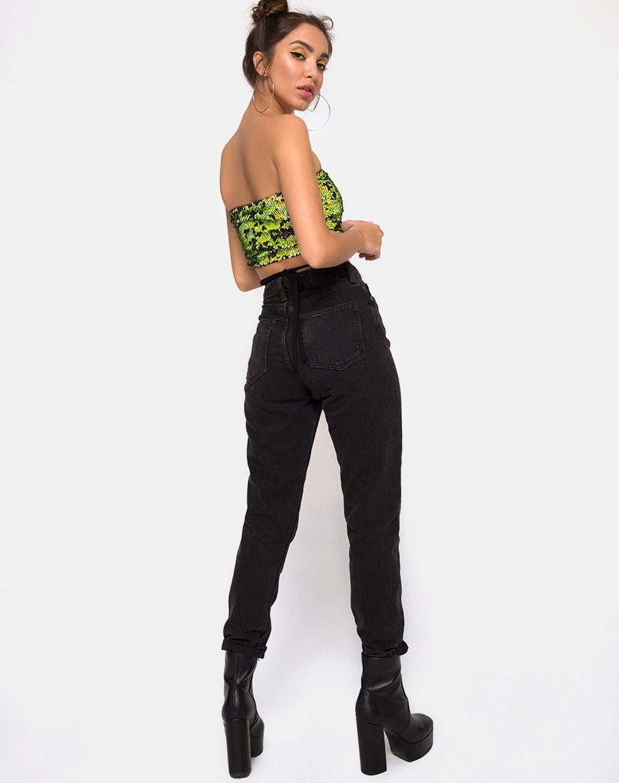 Immagine di Wrap up Tube Top in paillettes nere Citrus