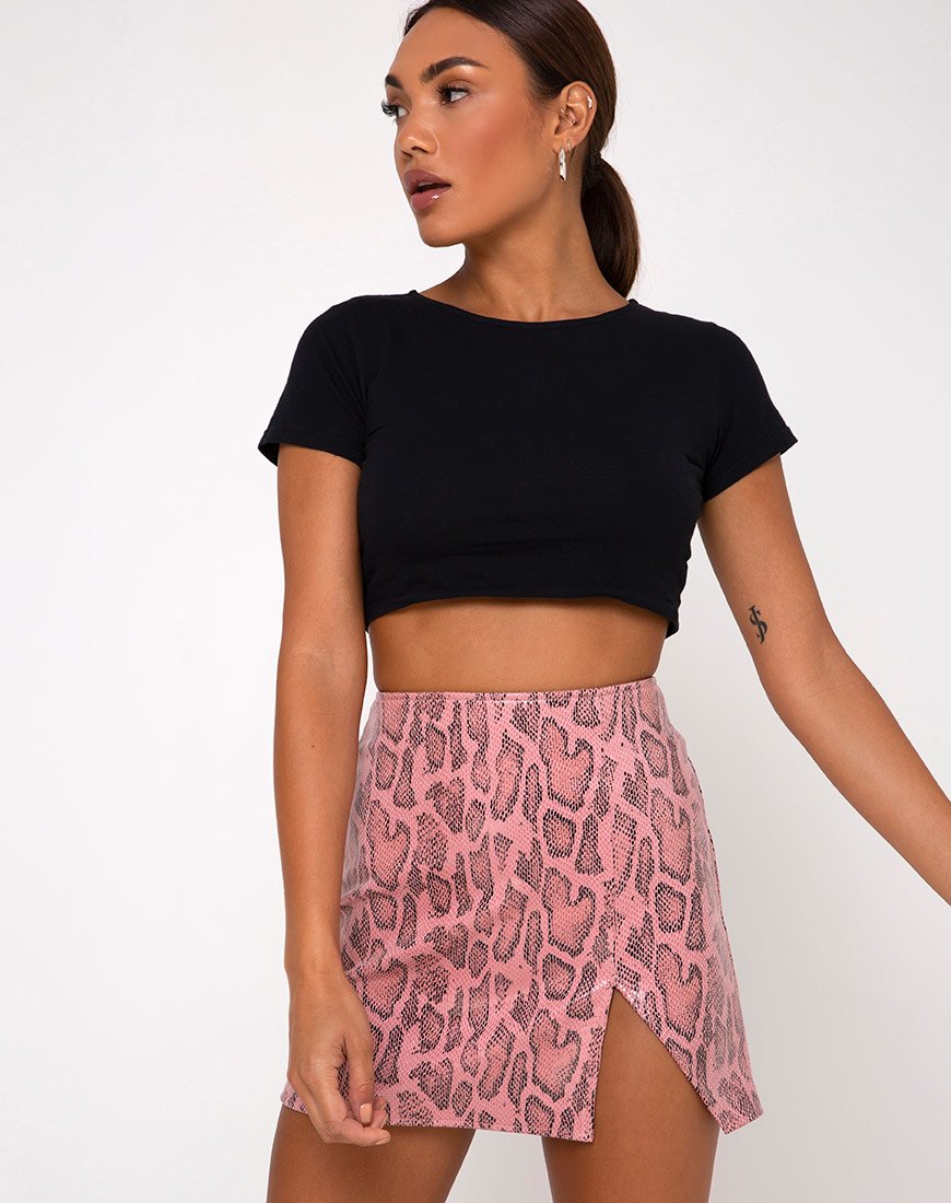Immagine di Wren Mini Gonna in PU Snake Rosa