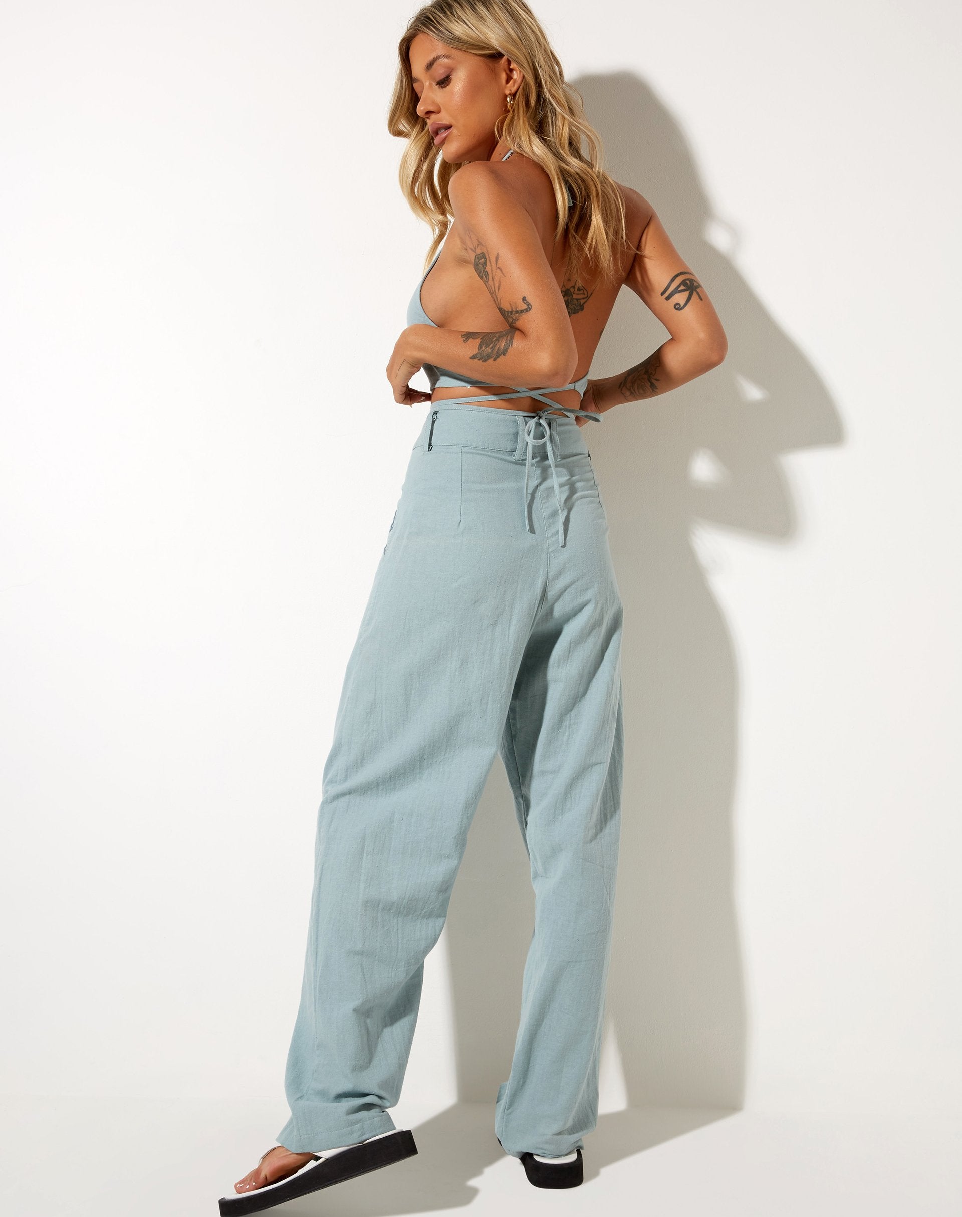 Immagine di Wu Crop Top in Rami Blue Surf