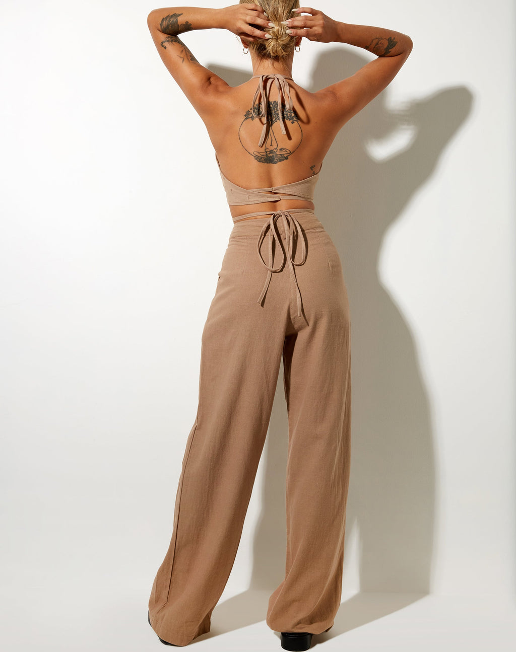 Pantaloni Levo in Rami Biscuit