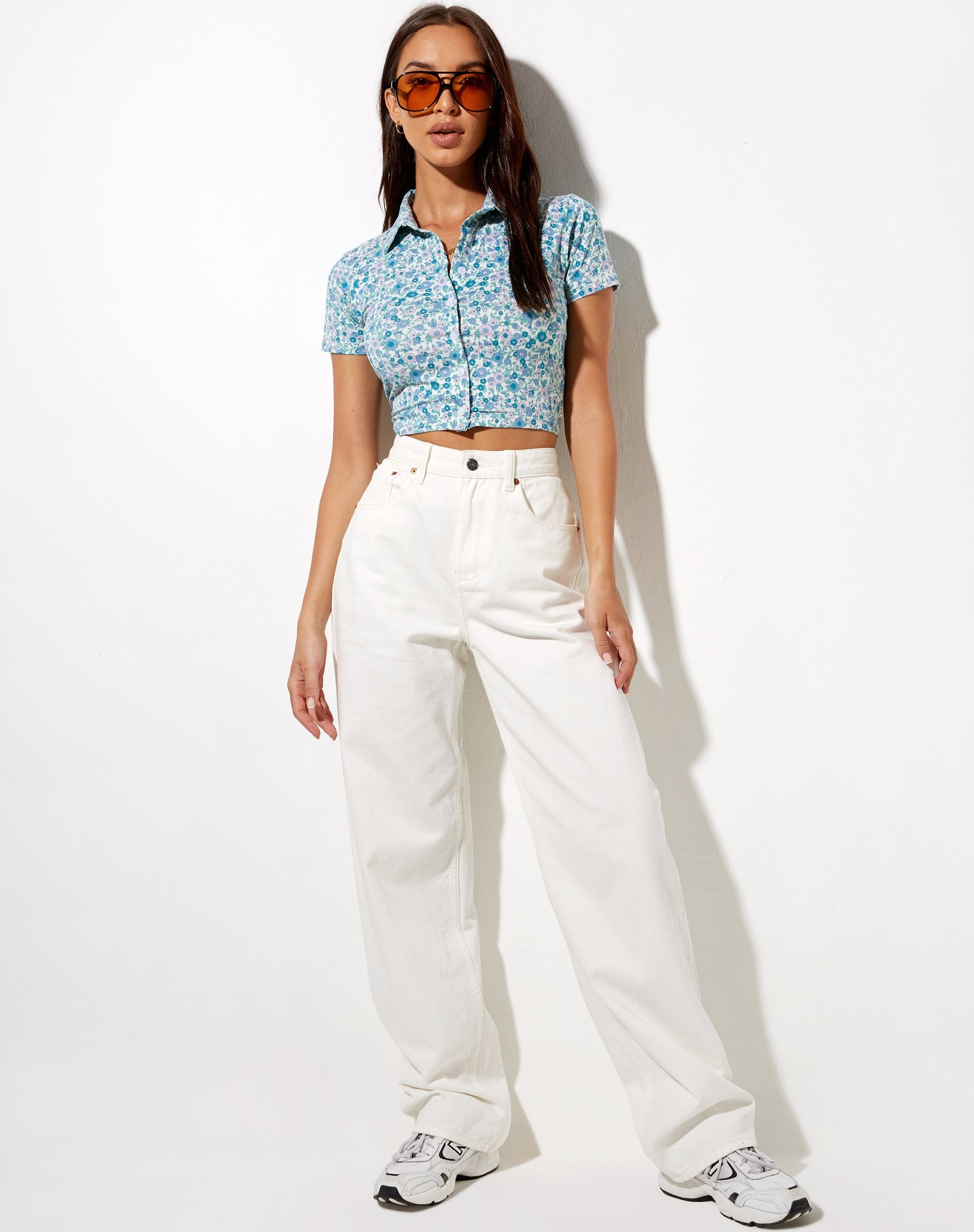 Immagine di Wuma Cropped Shirt in Flower Power Blue