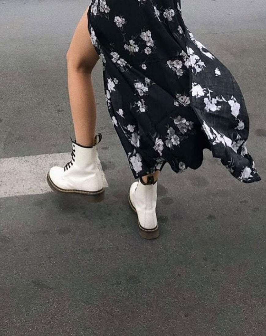 Maxi abito Hime in Mono Flower nero