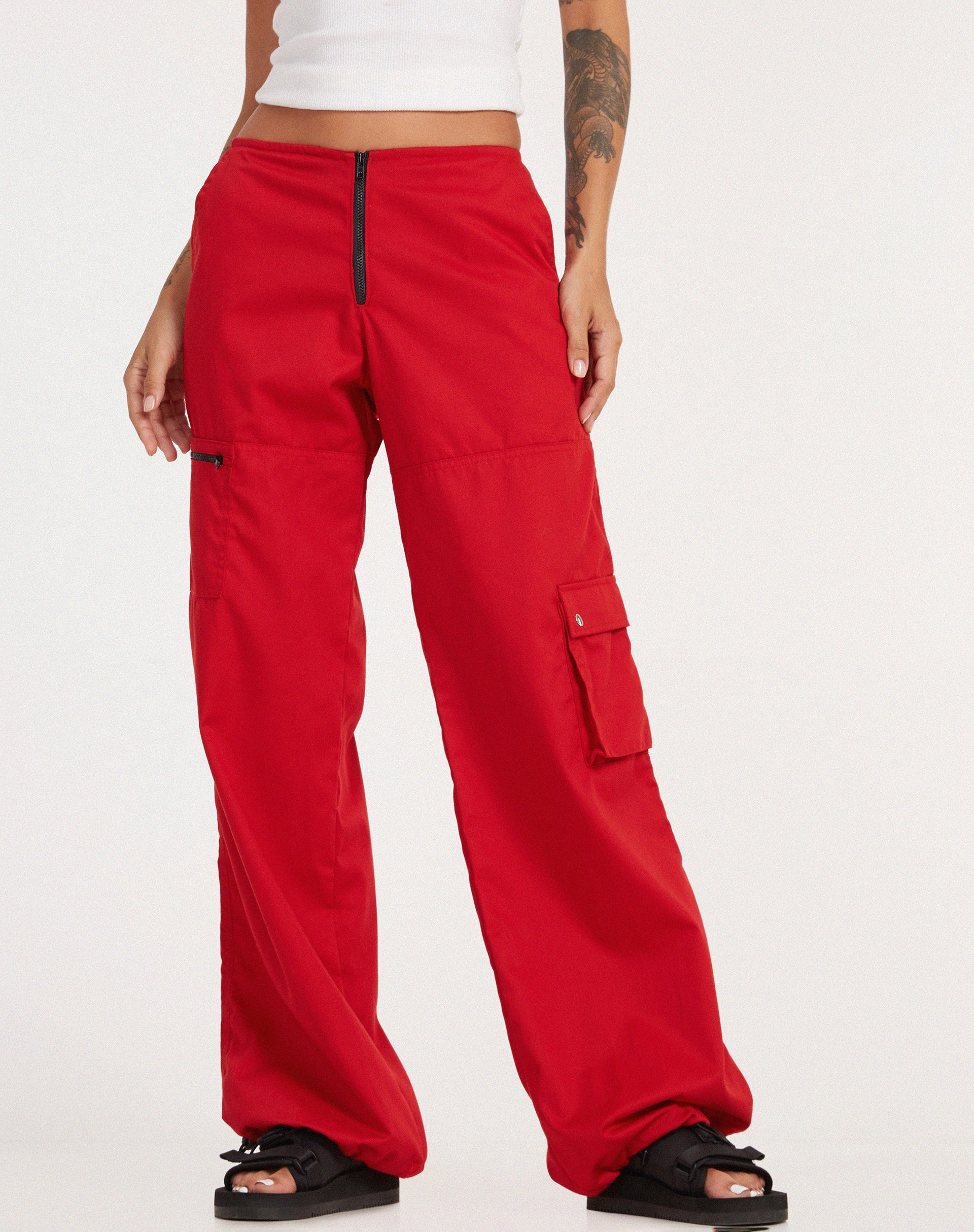 immagine di Xander Cargo Trouser in Cotone Drill Rosso Vero