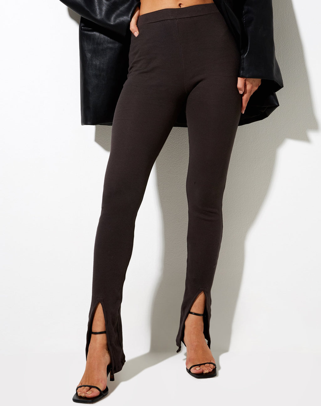 Pantaloni Xaya in Rib Blackened Pearl