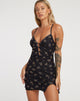 IMMAGINE DI Yakinta Mini Dress in Femme Floral Nero e Oro