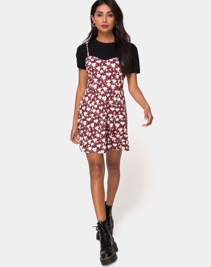Immagine di Yandra Slip Dress in Wild Fleur Maroon