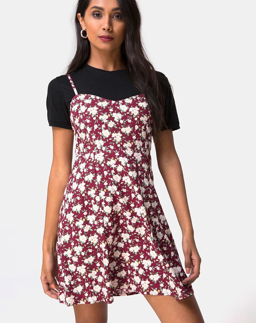 Immagine di Yandra Slip Dress in Wild Fleur Maroon