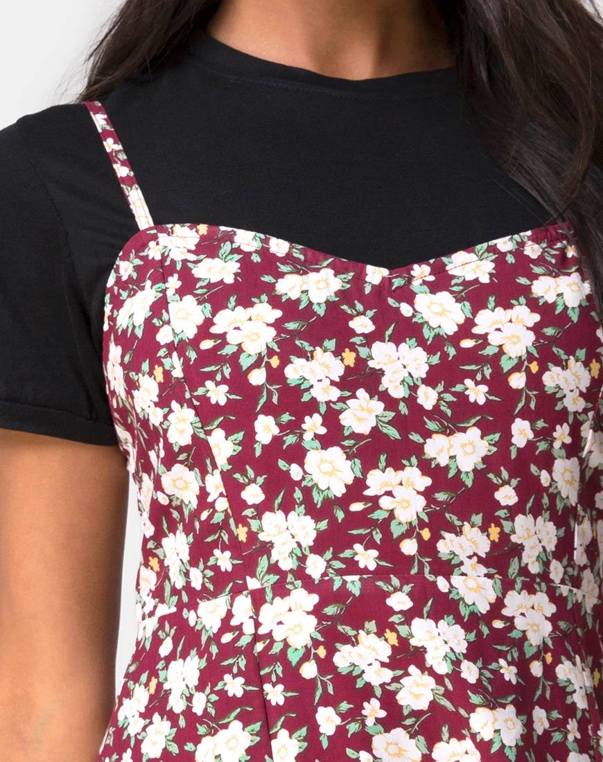 Immagine di Yandra Slip Dress in Wild Fleur Maroon