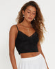 immagine di Yecaca Crop Top in pizzo nero