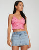 immagine di Yecaca Crop Top con ricamo a margherita rosa ditsy