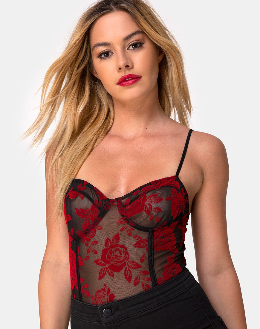 Immagine di Yecal Corpetto in romantica rosa rossa Flock