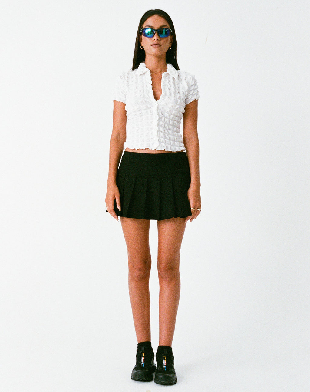 Motel X Olivia Neill - Camicia Yejin in jersey a bolle Bianco vero