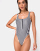 Immagine di Yelda Plunge Swimsuit a strisce bianche e nere