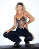 Immagine di Yenika Crop Top in marrone ghepardo sfumato con pizzo